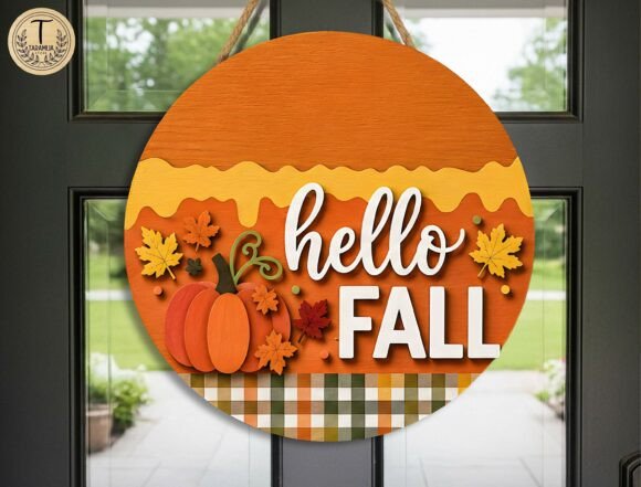 Download Hello Fall Door Hanger Laser Cut SVG - Hello Collection