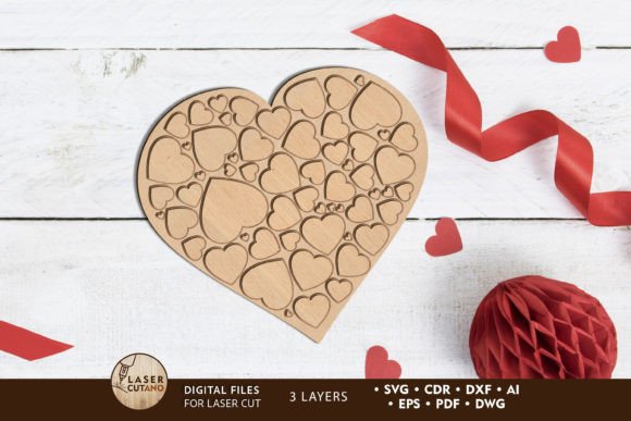 Download Heart Multilayer Cut Template, Wood Cut - Wood cut Collection