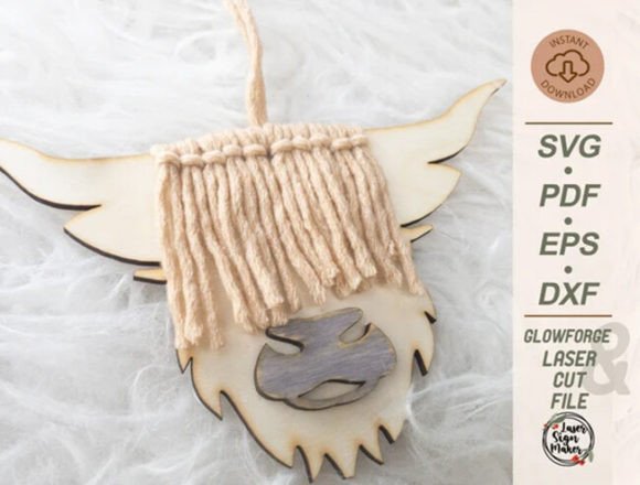 Download Highland Cow Car Charm Svg Macrame - Premium Resources