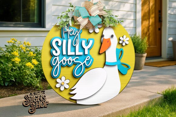 Download Hello Silly Goose, SVG Laser Door Hanger - Hello Collection