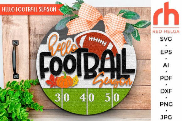 Download Hello Football Season, Fall Door Sign - Hello Collection