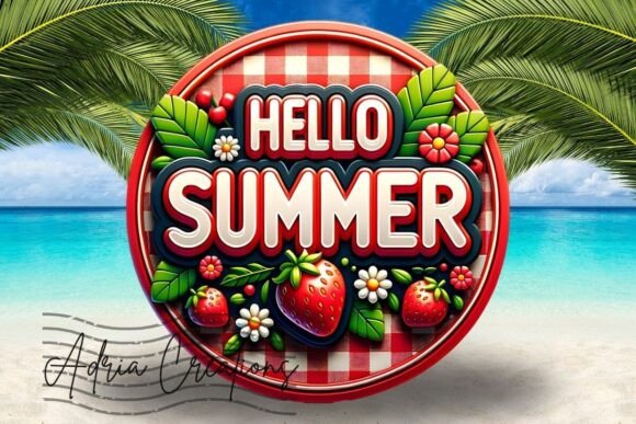 Download 3D Hello Summer Strawberry Welcome Sign - Hello Collection