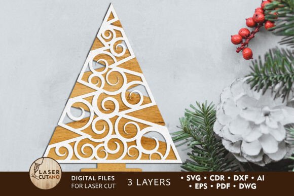 Download Christmas Ornamented Stand Wood Cut File - Wood cut Collection