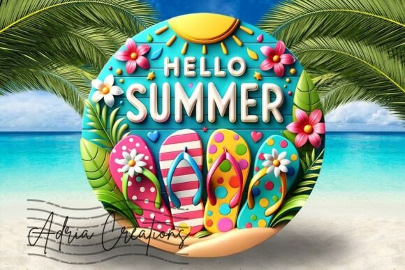 Download 3D Hello Summer Flip Flops Welcome Sign - Hello Collection