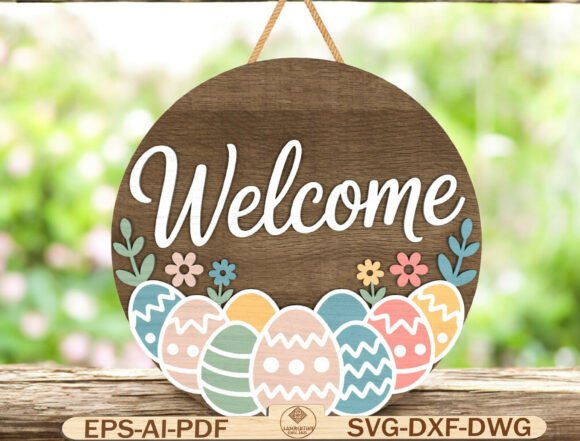 Download Easter Welcome Door Hanger Lasercut File - Door hanger lasercut Collection