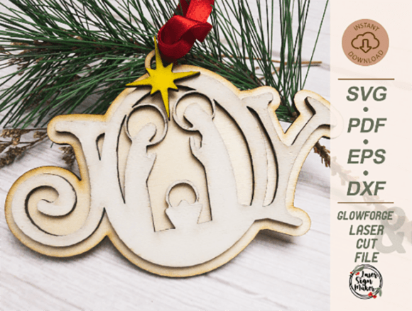 Download Nativity Ornament Joy Oh Holy Night SV G - Premium Resources