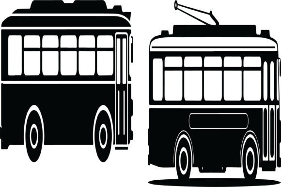 Download Vintage Trolley Bus Silhouette Bundle - Premium Resources