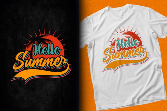 Download Hello Summer Vacation Sunset SVG T-shirt - Hello Collection
