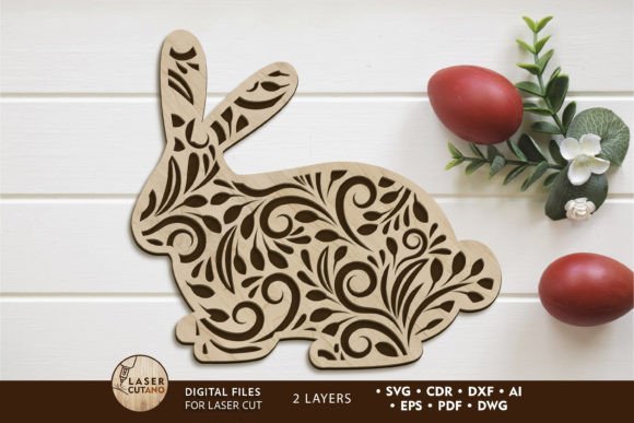Download Rabbit Easter Layered Template, Wood Cut - Wood cut Collection