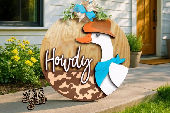 Download Hello Goose Cowboy SVG Laser Door Hanger - Hello Collection