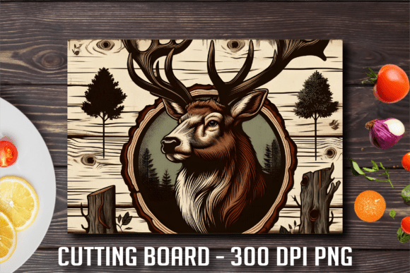 Download Rustic Deer Buck Wood Cutting Board - Wood cut Collection