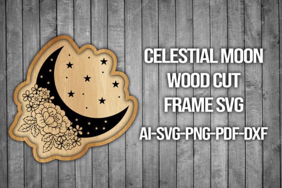 Download Celestial Moon Wood Cut Frame SVG - Wood cut Collection