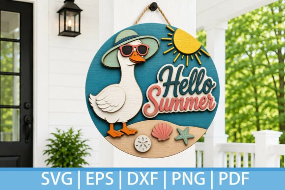 Download Hello Summer Goose SVG | Door Hanger - Hello Collection