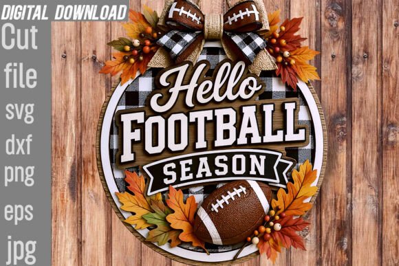 Download Hello Football Season, Fall Door Sign - Hello Collection